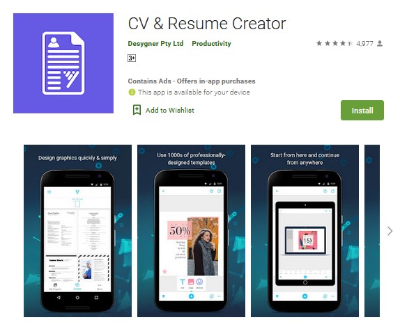 Aplikasi Pembuat CV di HP Aplikasi Pembuat CV di HP