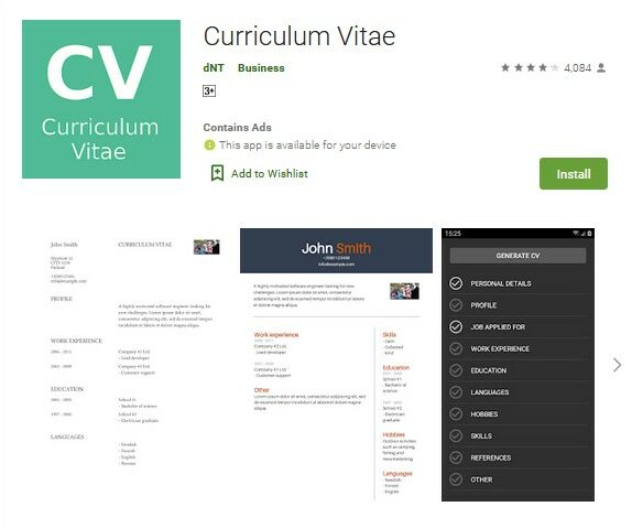 Aplikasi Pembuat CV di HP Aplikasi Pembuat CV di HP
