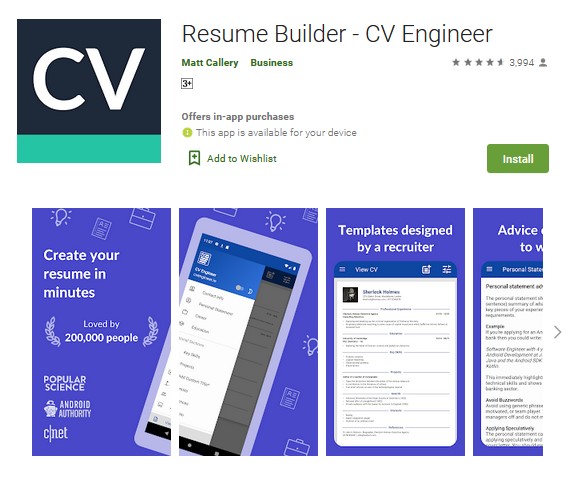 Aplikasi Pembuat CV di HP Aplikasi Pembuat CV di HP