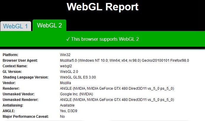 support webgl 2.0